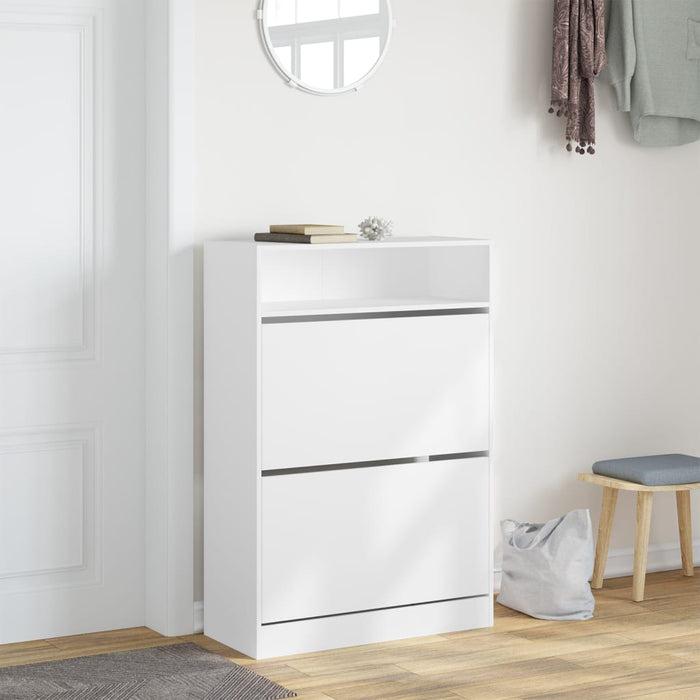 Dulap de pantofi cu 2 sertare rabatabile, alb, 80x34x116 cm - WALTI WALTI