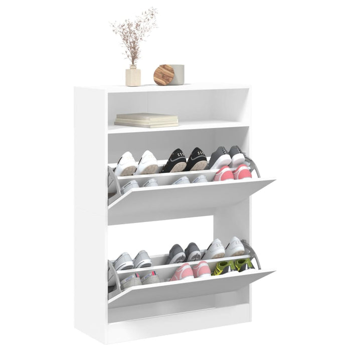 Dulap de pantofi cu 2 sertare rabatabile, alb, 80x34x116 cm - WALTI WALTI