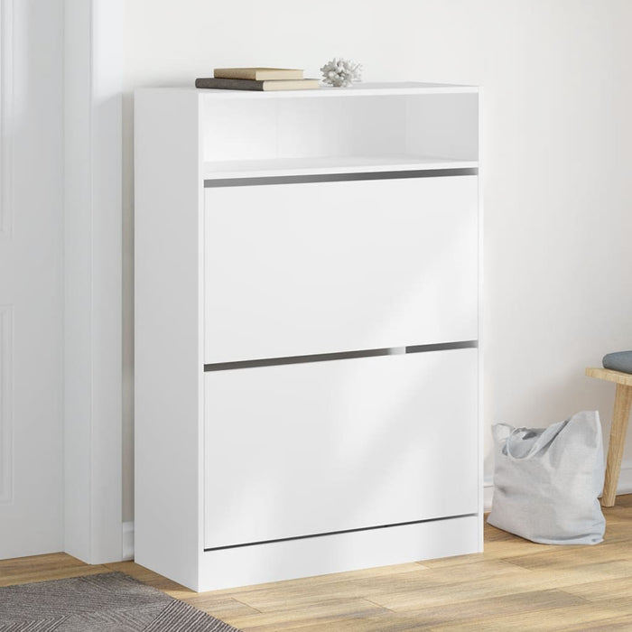 Dulap de pantofi cu 2 sertare rabatabile, alb, 80x34x116 cm - WALTI WALTI