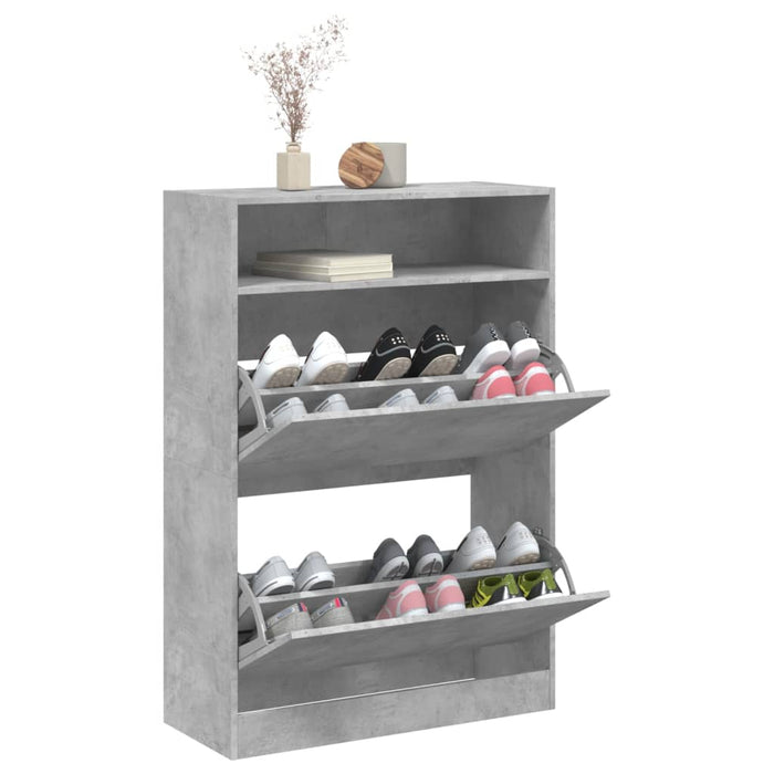 Dulap de pantofi 2 sertare rabatabile, gri beton, 80x34x116 cm - WALTI WALTI