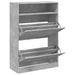 Dulap de pantofi 2 sertare rabatabile, gri beton, 80x34x116 cm - WALTI WALTI