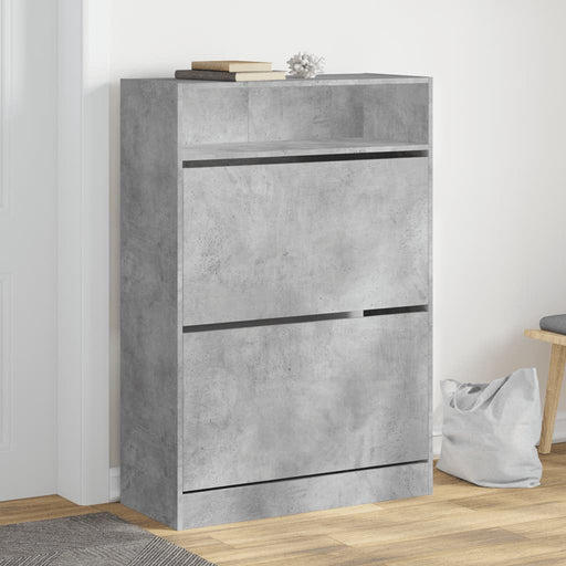 Dulap de pantofi 2 sertare rabatabile, gri beton, 80x34x116 cm - WALTI WALTI