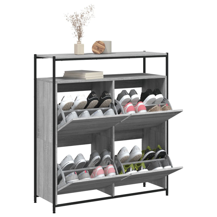 Pantofar cu 4 sertare rabatabile, gri sonoma, 100x34x112 cm - WALTI WALTI