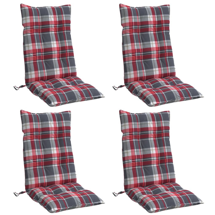 Perne scaun cu spătar înalt, 4 buc., roșu carouri textil oxford - WALTI WALTI