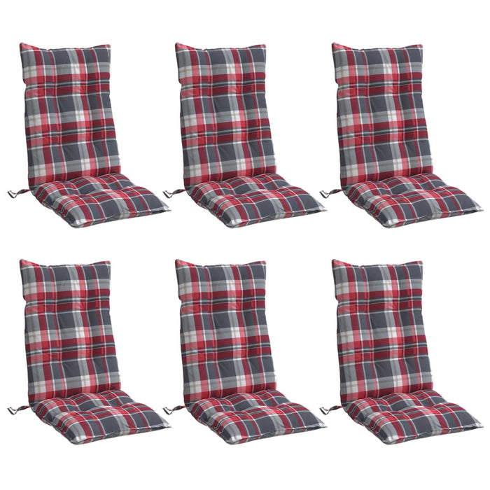 Perne scaun cu spătar înalt, 6 buc., roșu carouri textil oxford WALTI