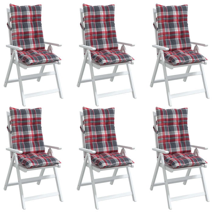 Perne scaun cu spătar înalt, 6 buc., roșu carouri textil oxford WALTI
