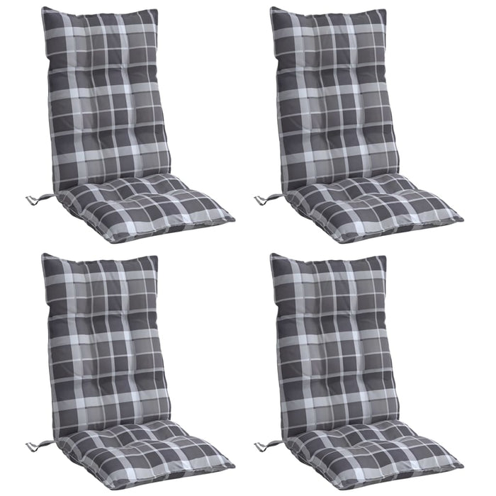 Perne scaun cu spătar înalt, 4 buc., gri, carouri textil oxford WALTI
