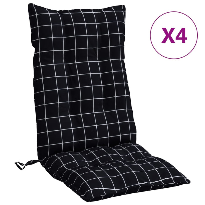 Perne scaun cu spătar înalt, 4 buc. negru carouri textil oxford WALTI