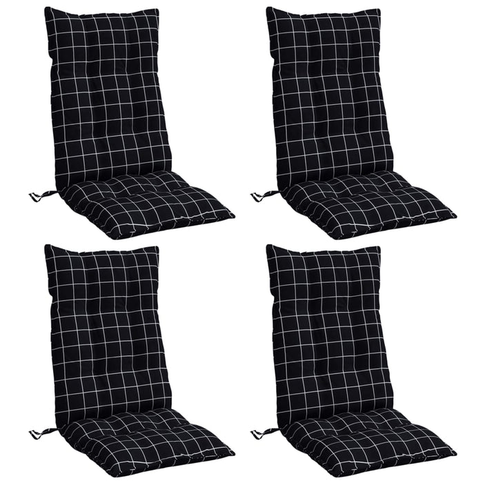Perne scaun cu spătar înalt, 4 buc. negru carouri textil oxford WALTI