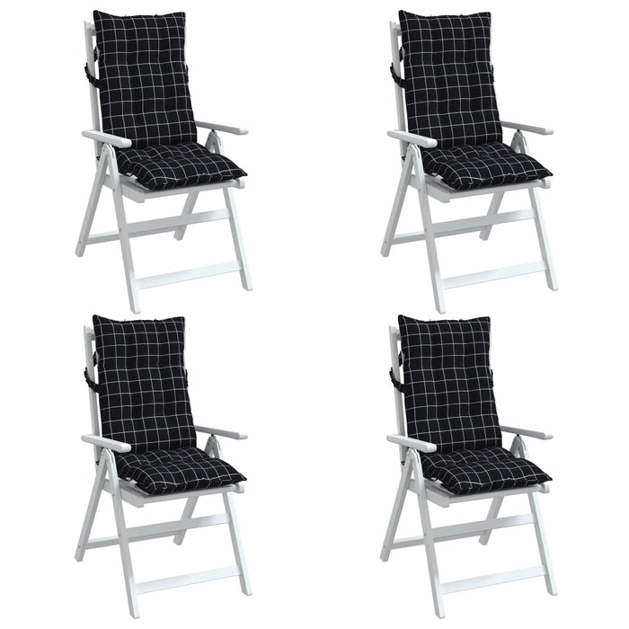 Perne scaun cu spătar înalt, 4 buc. negru carouri textil oxford WALTI
