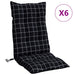 Perne scaun cu spătar înalt, 6 buc. negru carouri textil oxford - WALTI WALTI