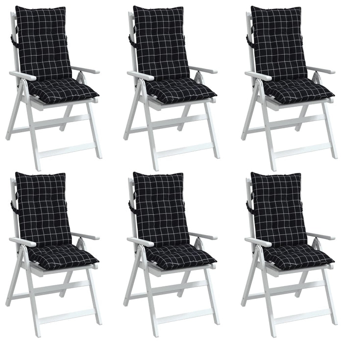 Perne scaun cu spătar înalt, 6 buc. negru carouri textil oxford - WALTI WALTI