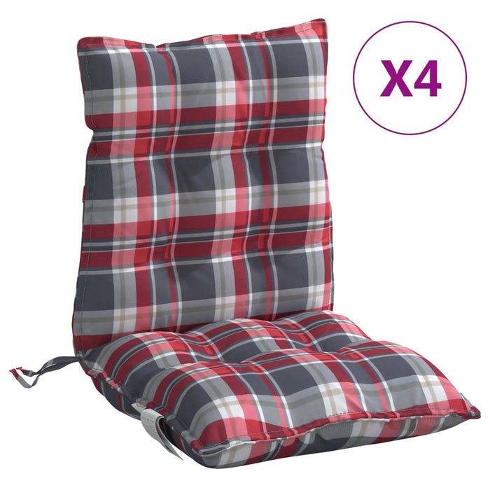 Perne scaun cu spătar mic, 4 buc., roșu carouri, textil oxford - WALTI WALTI