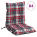 Perne scaun cu spătar mic, 4 buc., roșu carouri, textil oxford - WALTI WALTI