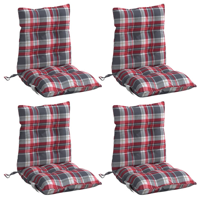 Perne scaun cu spătar mic, 4 buc., roșu carouri, textil oxford - WALTI WALTI