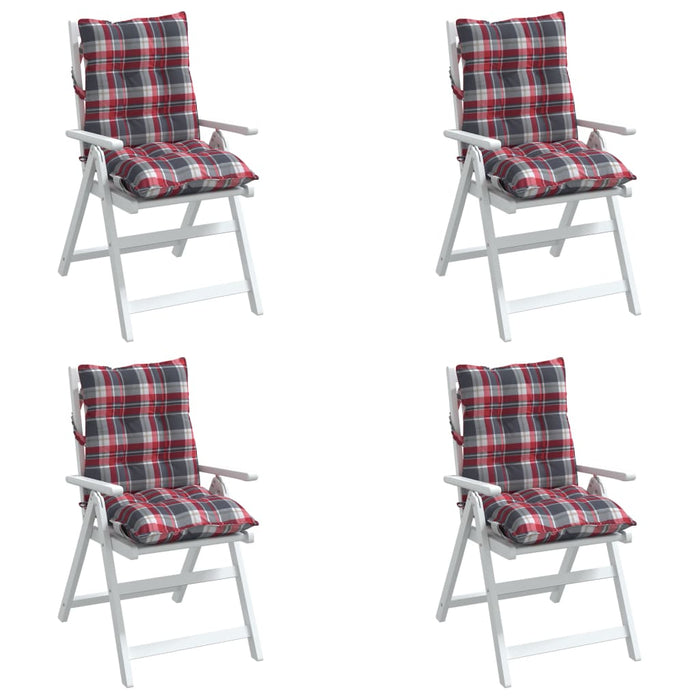 Perne scaun cu spătar mic, 4 buc., roșu carouri, textil oxford - WALTI WALTI