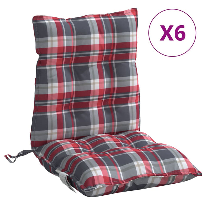 Perne scaun cu spătar mic, 6 buc., roșu carouri, textil oxford - WALTI WALTI