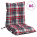 Perne scaun cu spătar mic, 6 buc., roșu carouri, textil oxford - WALTI WALTI