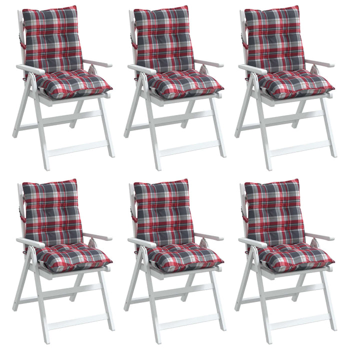 Perne scaun cu spătar mic, 6 buc., roșu carouri, textil oxford - WALTI WALTI