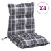 Perne scaun cu spătar mic, 4 buc., gri carouri, textil oxford - WALTI WALTI