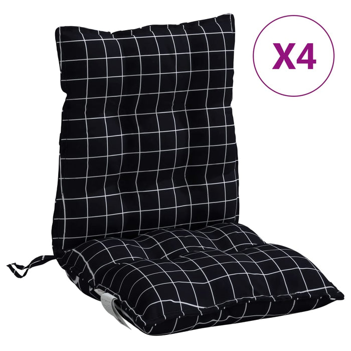 Perne scaun cu spătar mic, 4 buc., negru carouri, textil oxford - WALTI WALTI