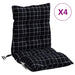 Perne scaun cu spătar mic, 4 buc., negru carouri, textil oxford - WALTI WALTI