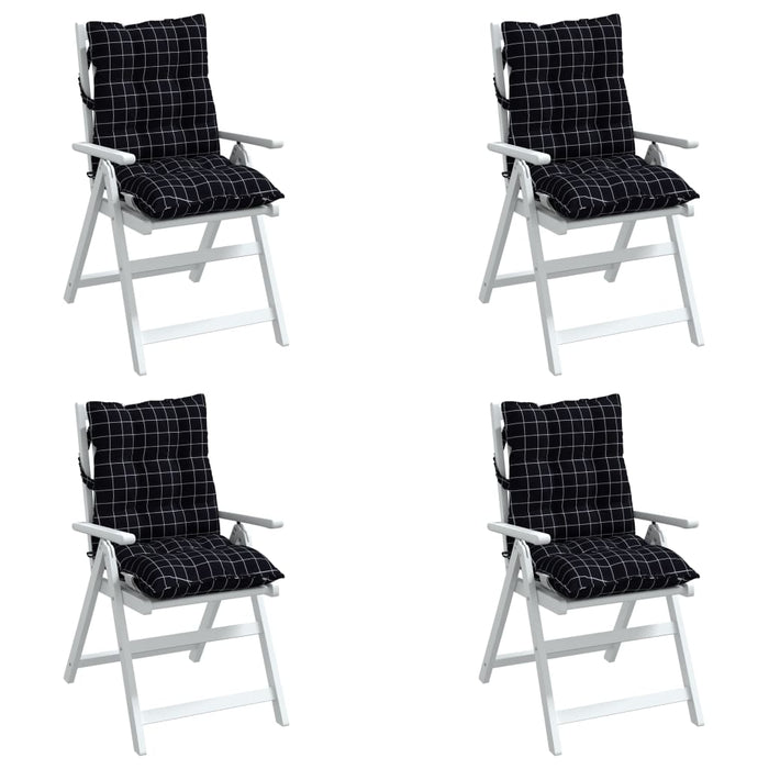 Perne scaun cu spătar mic, 4 buc., negru carouri, textil oxford - WALTI WALTI