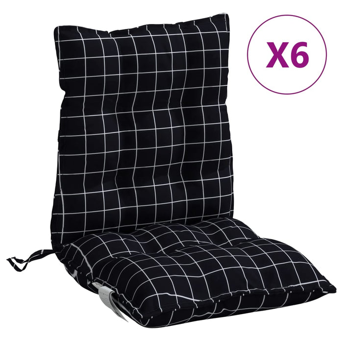 Perne scaun cu spătar mic, 6 buc., negru carouri, textil oxford WALTI