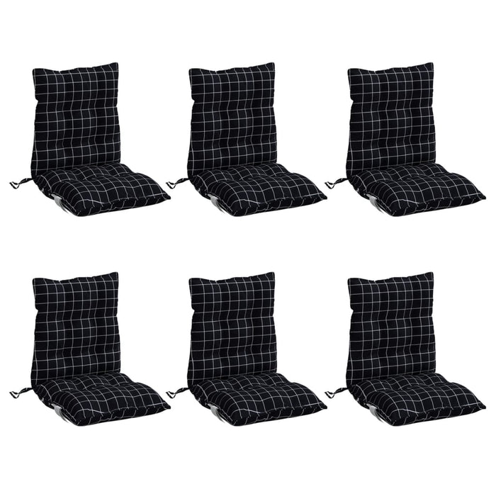 Perne scaun cu spătar mic, 6 buc., negru carouri, textil oxford WALTI