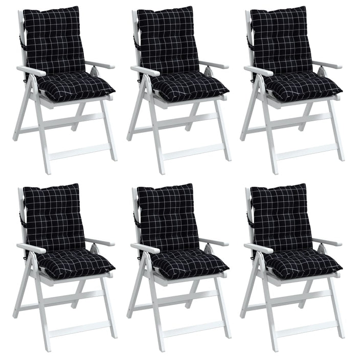 Perne scaun cu spătar mic, 6 buc., negru carouri, textil oxford WALTI
