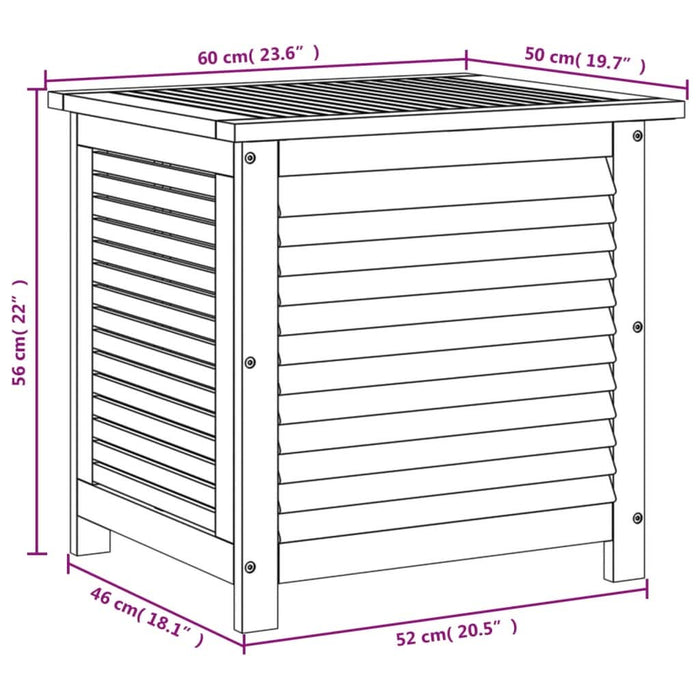 Ladă depozitare grădină cu grilaj 60x50x56 cm lemn masiv acacia - WALTI WALTI