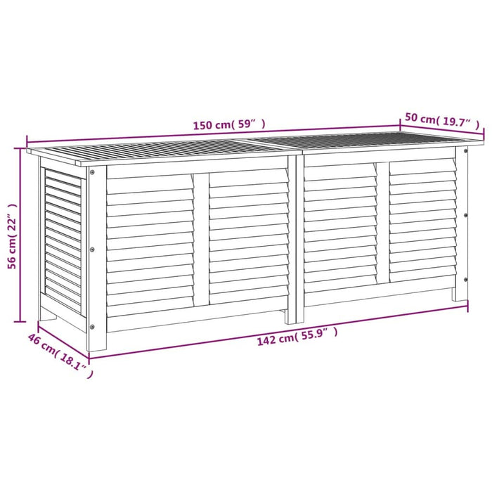 Ladă depozitare grădină cu grilaj 150x50x56cm lemn masiv acacia - WALTI WALTI