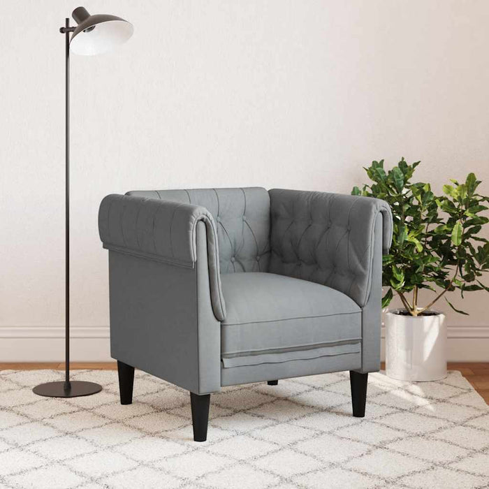 Fotoliu Chesterfield gri deschis, material textil - WALTI WALTI