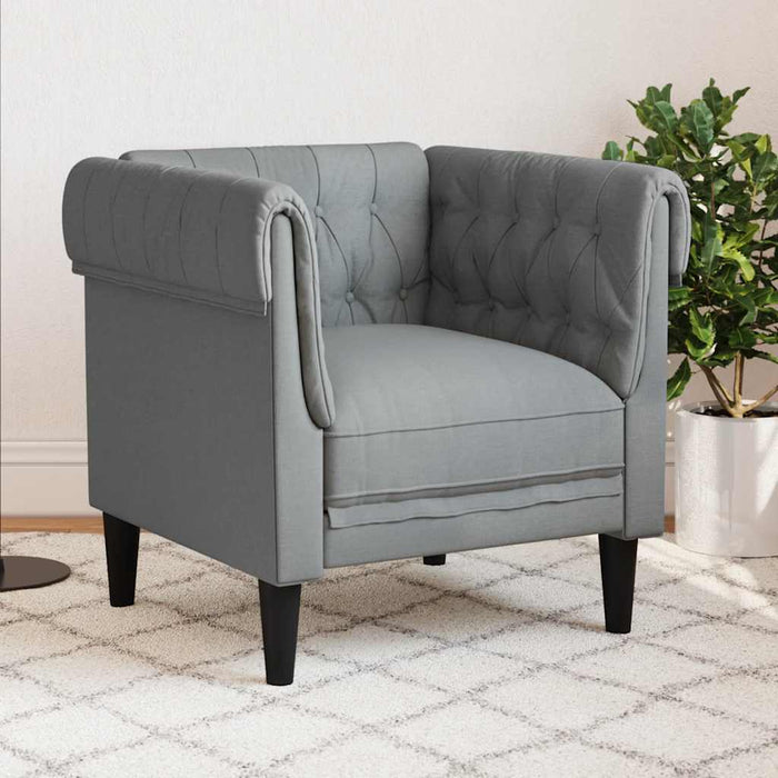 Fotoliu Chesterfield gri deschis, material textil - WALTI WALTI