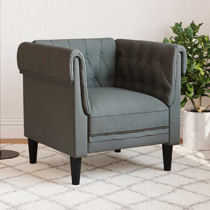 Fotoliu Chesterfield gri închis, material textil - WALTI WALTI