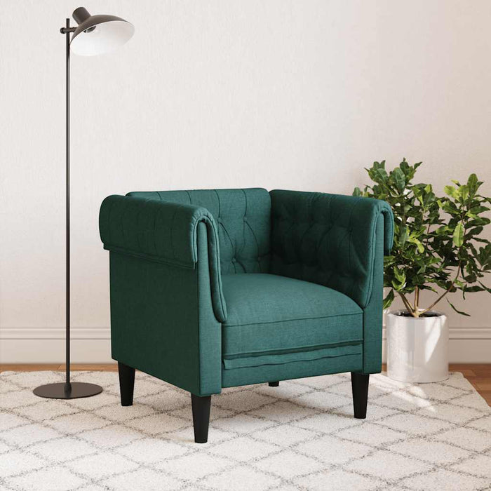 Fotoliu Chesterfield verde închis, material textil - WALTI WALTI