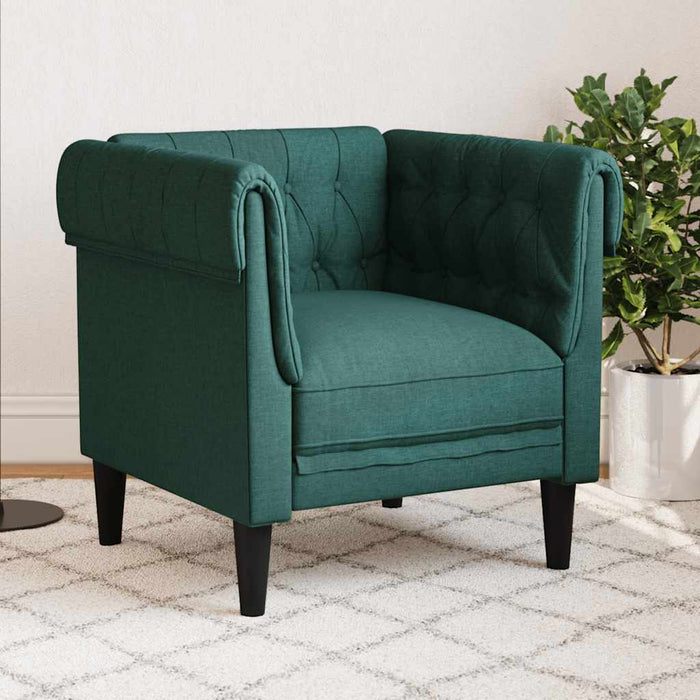 Fotoliu Chesterfield verde închis, material textil - WALTI WALTI