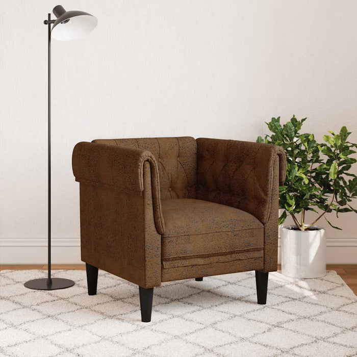 Fotoliu Chesterfield, maro, material textil - WALTI WALTI