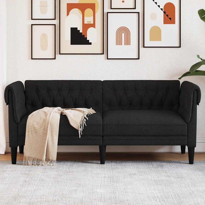Canapea Chesterfield cu 2 locuri, negru, material textil - WALTI WALTI