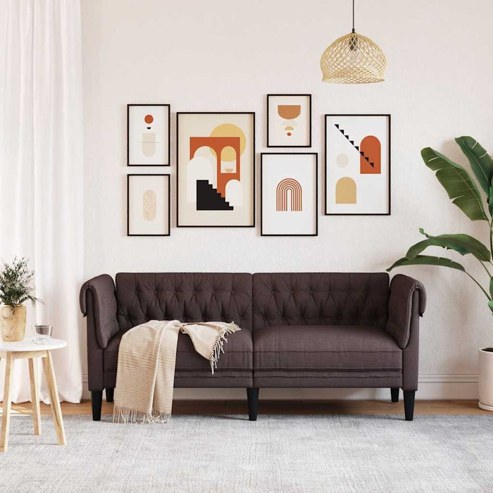 Canapea Chesterfield cu 2 locuri, maro închis, material textil - WALTI WALTI