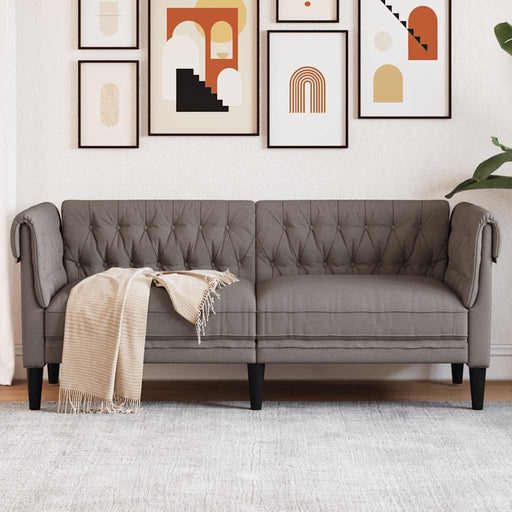 Canapea Chesterfield cu 2 locuri, gri taupe, material textil - WALTI WALTI