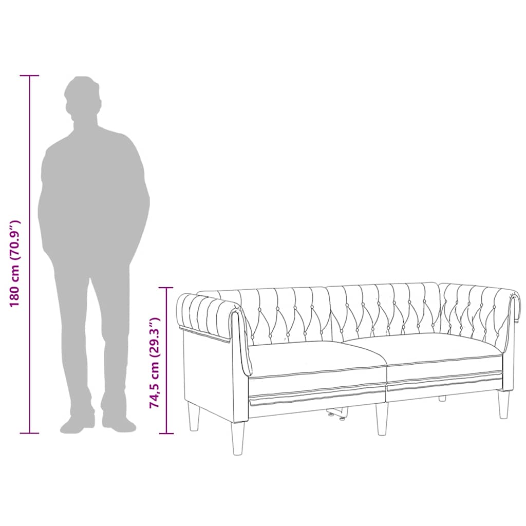 Canapea Chesterfield cu 2 locuri, albastru, material textil - WALTI