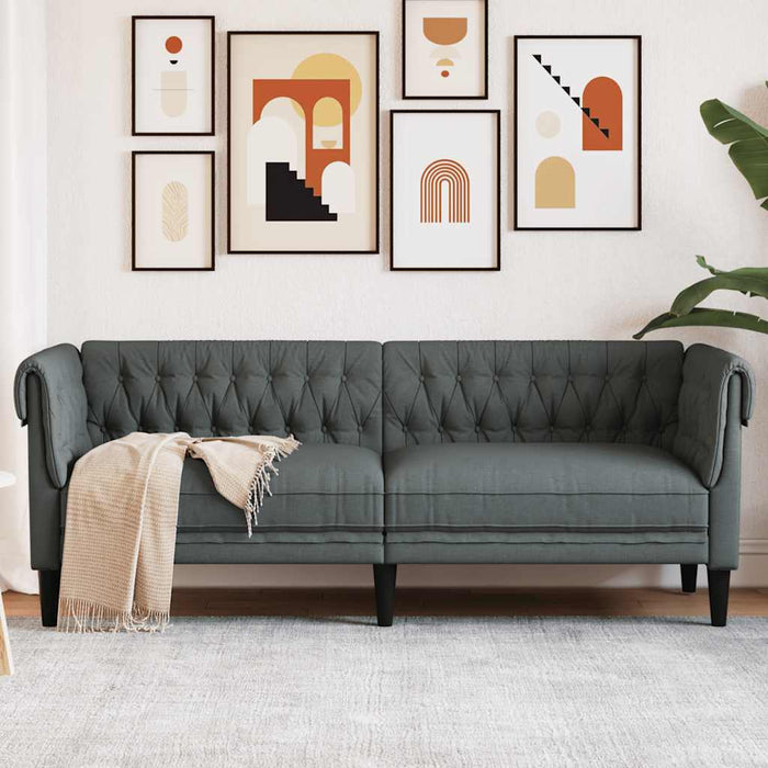Canapea Chesterfield cu 3 locuri, gri închis, material textil - WALTI WALTI
