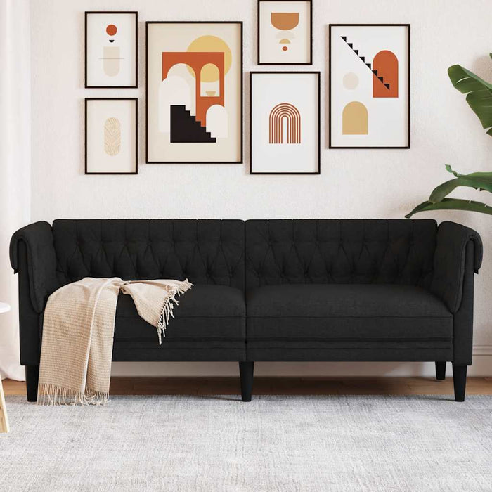 Canapea Chesterfield cu 3 locuri, negru, material textil - WALTI WALTI