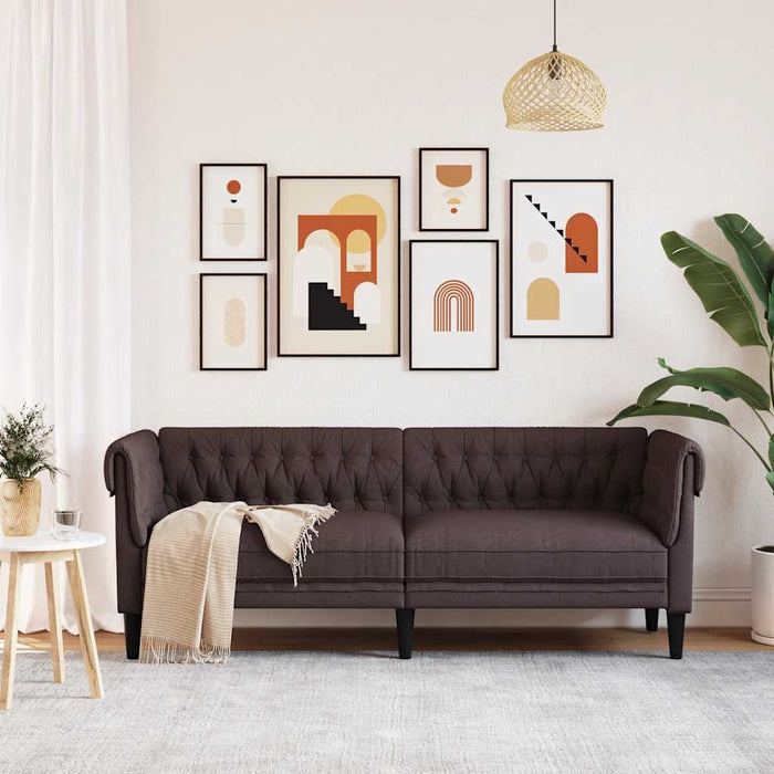 Canapea Chesterfield cu 3 locuri, maro închis, material textil - WALTI WALTI