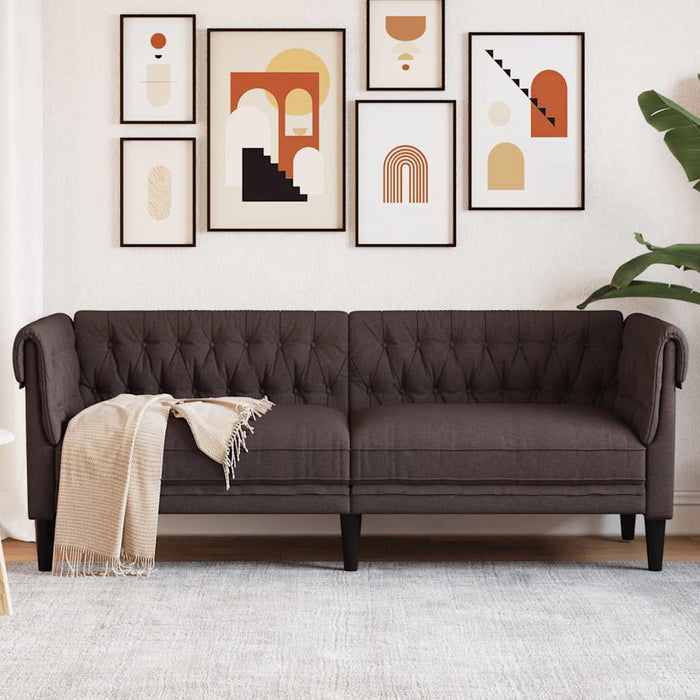 Canapea Chesterfield cu 3 locuri, maro închis, material textil - WALTI WALTI