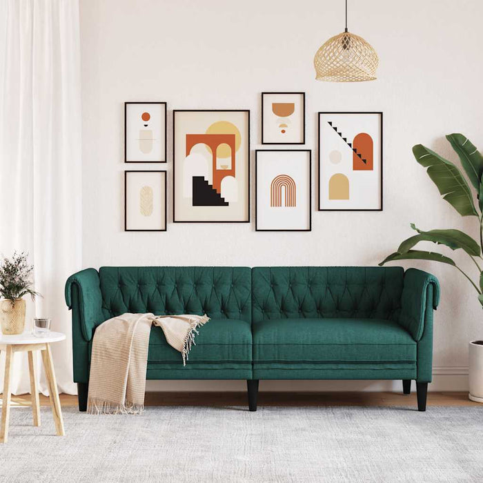 Canapea Chesterfield cu 3 locuri, verde închis, material textil - WALTI WALTI