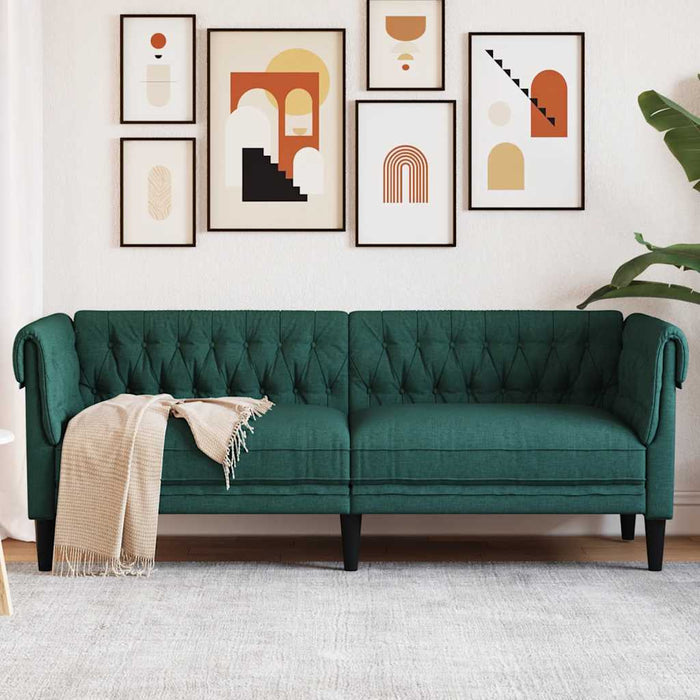 Canapea Chesterfield cu 3 locuri, verde închis, material textil - WALTI WALTI