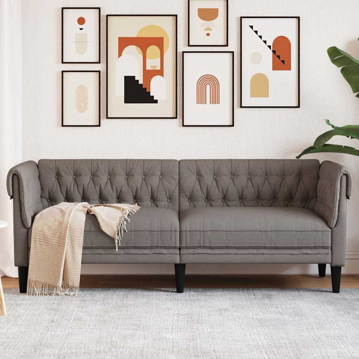 Canapea Chesterfield cu 3 locuri, gri taupe, material textil - WALTI WALTI