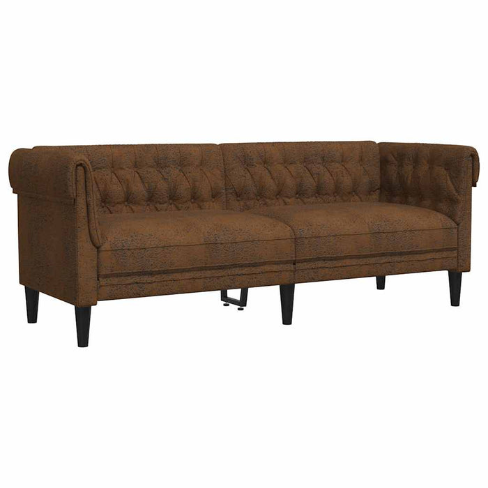 Canapea Chesterfield cu 3 locuri, maro, material textil - WALTI WALTI